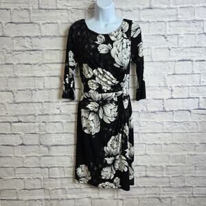 White House Black Market Black and White Floral Midi Dress